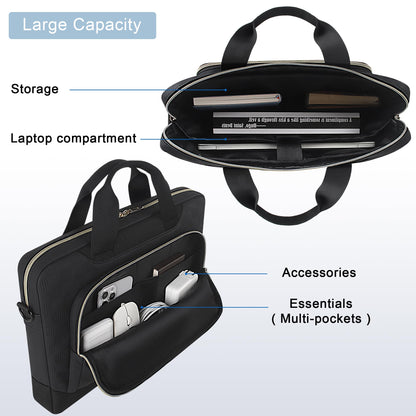 DOMISO 17 inch Laptop Bag 17.3 inch Laptop Sleeve Waterproof Laptop Shoulder Bag 17 inch Laptop Case for Men Women Business Office Work Computer Bag 17 Inch Adjustable Messenger Bag, Black