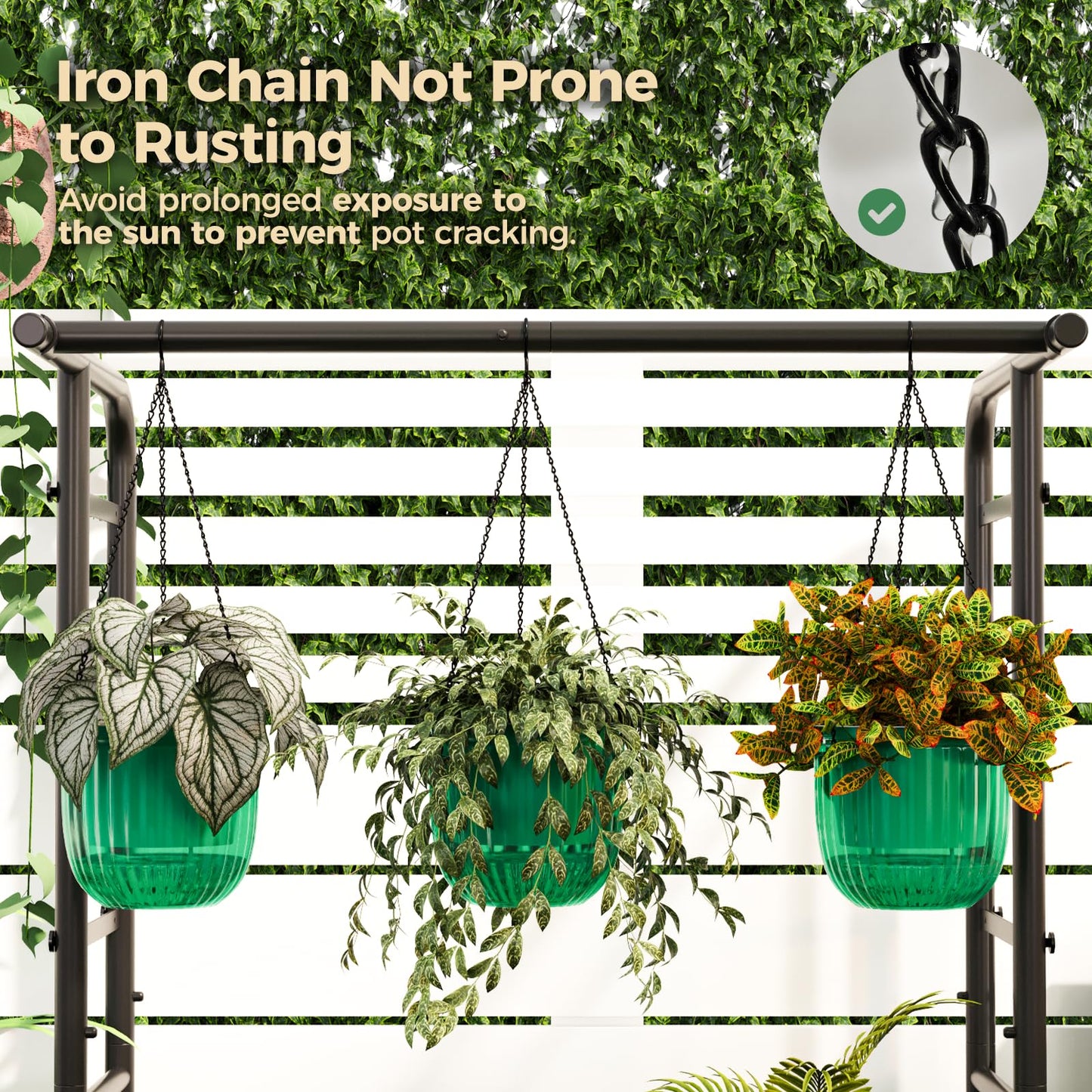 Bamworld Hanging Planters for Indoor Plants Self Watering Pots with Drainage Hole 3 Pack 6.5 Inch Outdoor Plant Hanger Hanging Pots with 3 Hooks Chains Spider Plants Live House Planters(Emerald)