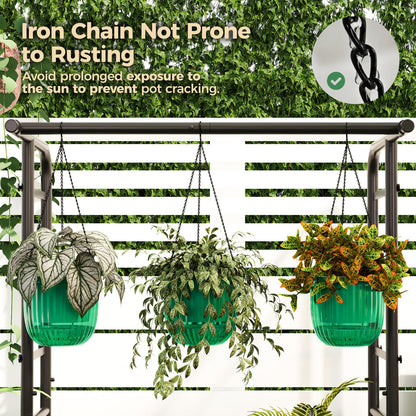 Bamworld Hanging Planters for Indoor Plants Self Watering Pots with Drainage Hole 3 Pack 6.5 Inch Outdoor Plant Hanger Hanging Pots with 3 Hooks Chains Spider Plants Live House Planters(Emerald)