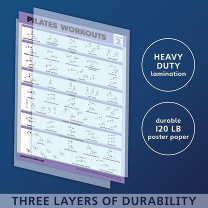 Palace Learning 4 Pack - Pilates Workout Volume 1 & 2 + Stretching + Yoga Poses - Exercise Poster Set (18" x 24", LAMINATED)