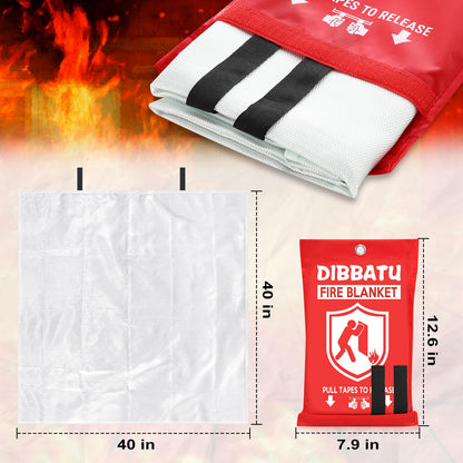 DIBBATU Emergency Fire Blanket for Home, Fire Blankets for Home and Kitchen, Emergency Fire Retardant Blankets for House, Fireproof Blanket for Kitchen, Fireplace, Grill, BBQ