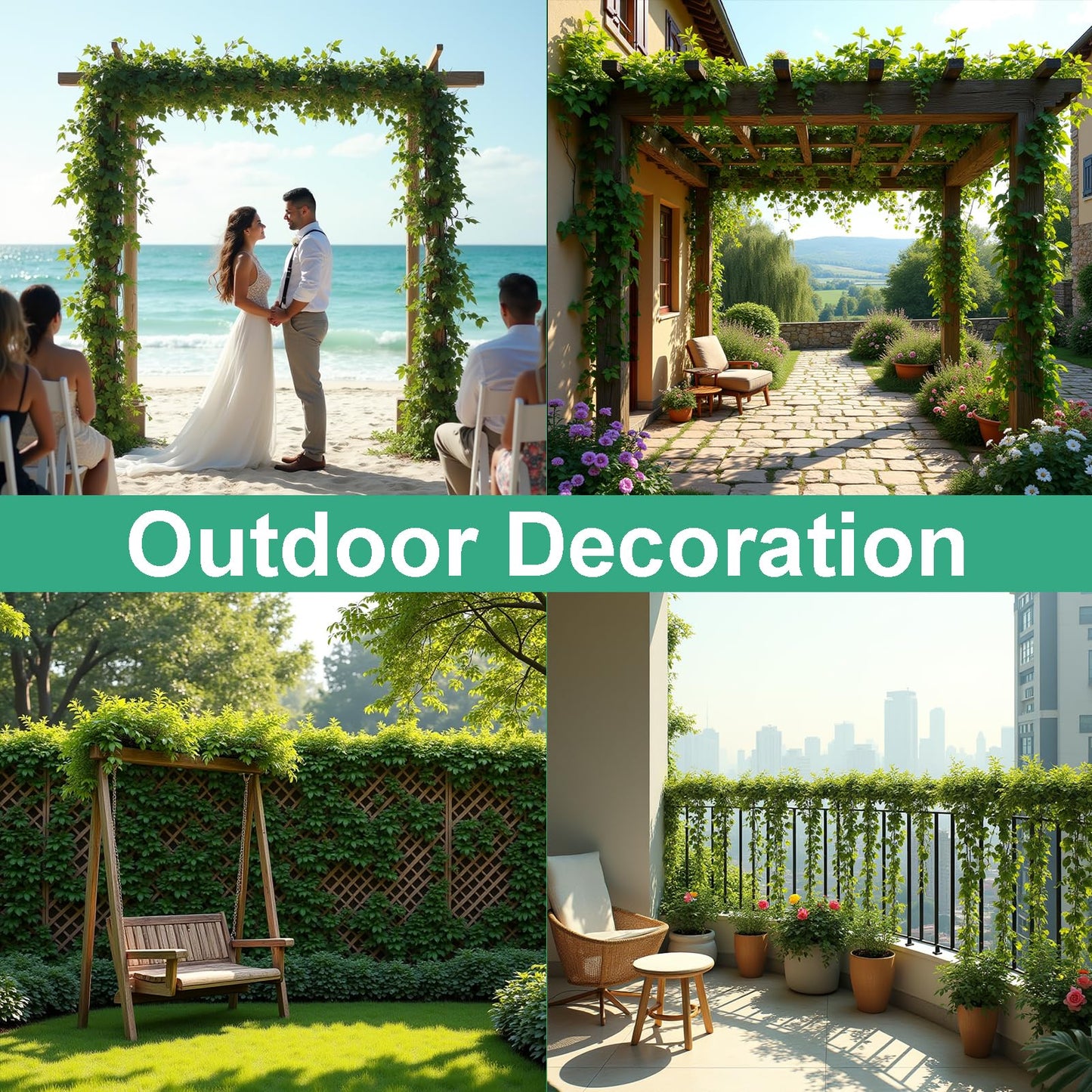 DazSpirit 36Pcs Fake Vines, 252Ft Artificial Ivy Fake Vine Leaves, Artificial Ivy Plant Garland, Greenery Garland Ivy Fake Vine Leaves, Plants Vine for Wedding, Home, bedroom, Garden, Party Decoration