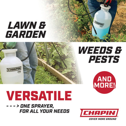 Chapin 20004 Sprayer Tank, Lawn and Garden, Hand Pump Pressured, Anti-Clog Filter, Adjustable Spray Nozzle, Spray Plants, Watering, Weeds, Fertilizer and Pests, White, 1 Gallon (4.5 Liters)