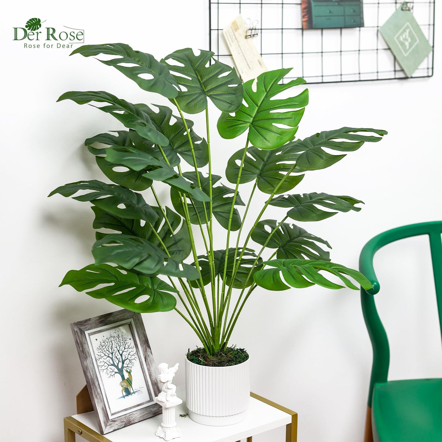 Der Rose 28" Fake Plants Large Artificial Monstera Faux Plants Tall for Outdoor Living Room Floor Front Porch Tree Decor Indoor