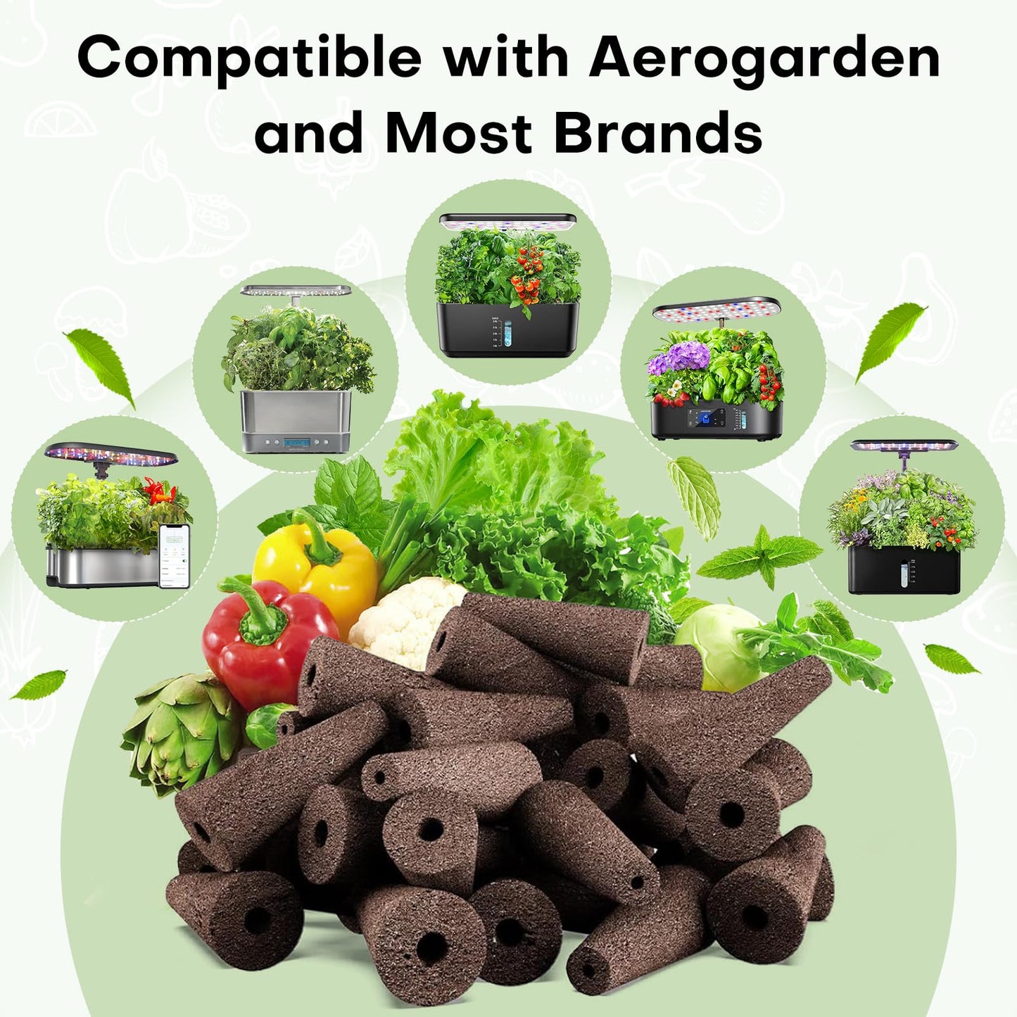 100 Pcs Seed Pod Kit for Aerogarden - Highly Breathable Hydroponics Replacement Pods Compatible with Most Indoor Hydroponic Systems - 50 Grow Sponges & 50 Pod Labels，Ahopegarden