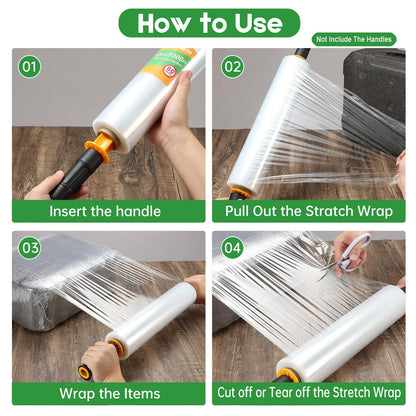 2 Packs Stretch Wrap Stretch Film 15" X 1000 Feet Shrink Wrap Packing Moving Suppliers 60 Gauge Plastic Wrap for Pallet Wrapping Shipping and Surface Protection