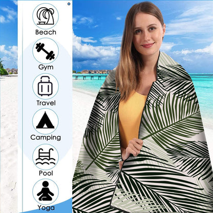 Beach Towel, 71"x32" Double Sided Oversized Microfiber Beach Towel for Adult, Lightweight Extra Large Quick Drying Towel for Swimming Sports Beach Gym