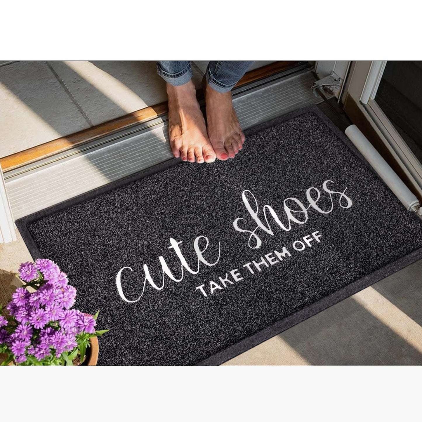 Welcome Mat Indoor Front Door Mats Outdoor for Home Entrance Durable PVC Material with Non Slip Rubber Backing Cute Shoes TAKE Them Off Mats Doormat for Indoor Outdoor High Traffic Areas