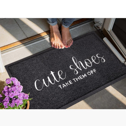 Welcome Mat Indoor Front Door Mats Outdoor for Home Entrance Durable PVC Material with Non Slip Rubber Backing Cute Shoes TAKE Them Off Mats Doormat for Indoor Outdoor High Traffic Areas