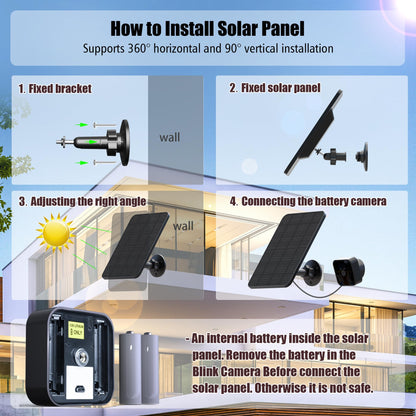 Rhorawill Solar Panel for Blink Outdoor 4(4th Gen)/Blink Outdoor(3rd Gen) XT3 and Blink XT2/XT Camera(Not Included)/Blink Outdoor Camera,Blink Solar Panel with Mount 13.1ft Cable Rubber Plug