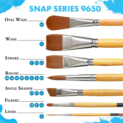 Princeton Snap White Synthetic Paint Brush Set for Acrylic and Watercolor, Includes 4 Paint Brushes