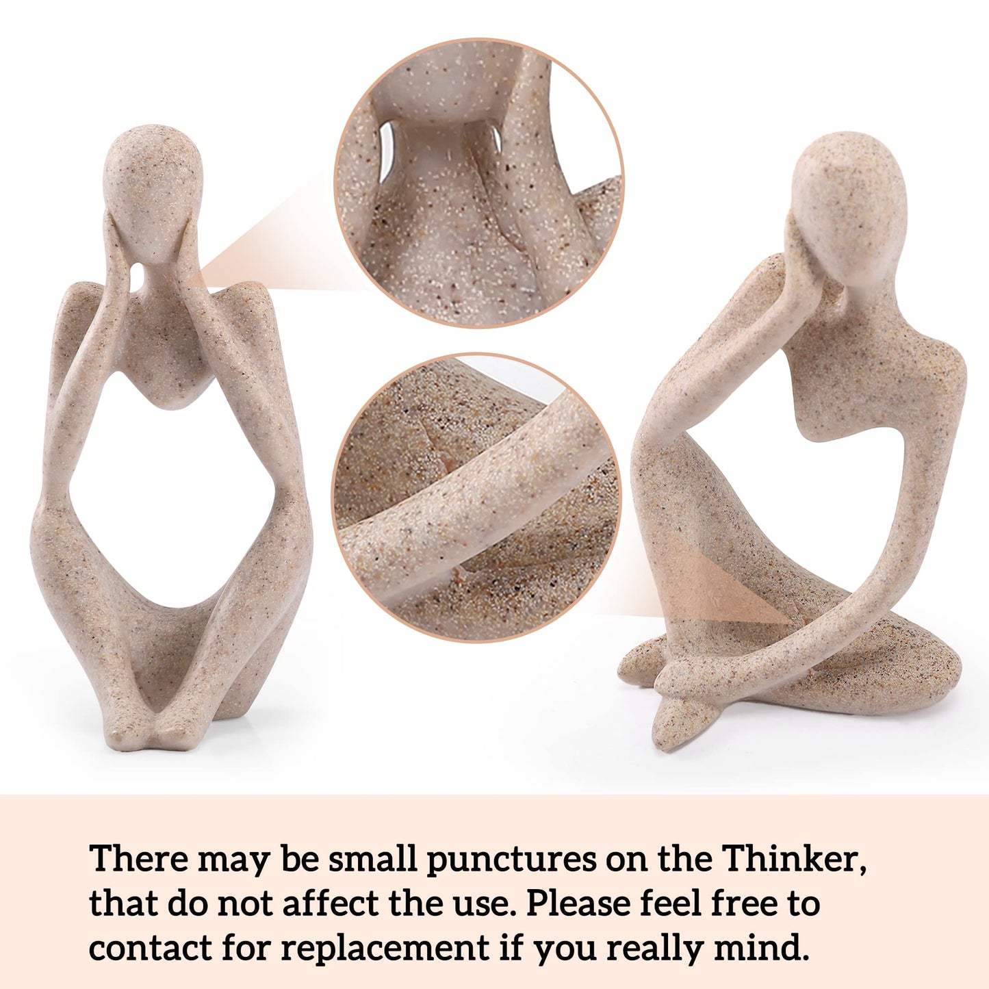 Winshall Home Decor Accents, Resin Thinker Statue Decor 3 PCS, Abstract Bookshelf Decor, Decorative Sculpture for Office,Book Shelf, Figurines Home Decor Accents (Sandstone)