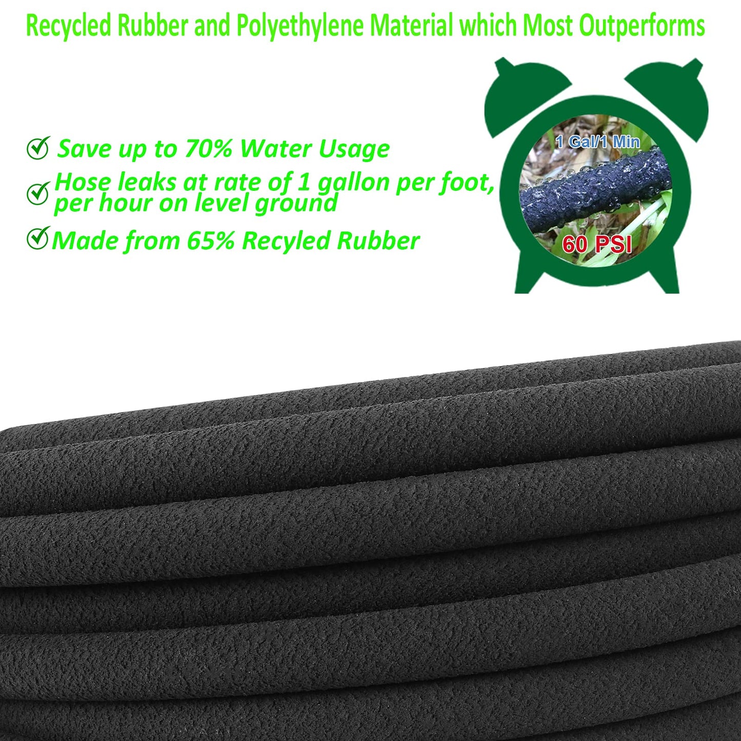 STYDDI Soaker Hose, 1/2" x 25 FT Round Soaker Garden Hose, Heavy Duty Soaker Hose Great for Garden Vegetable Beds, Lawn and Plants