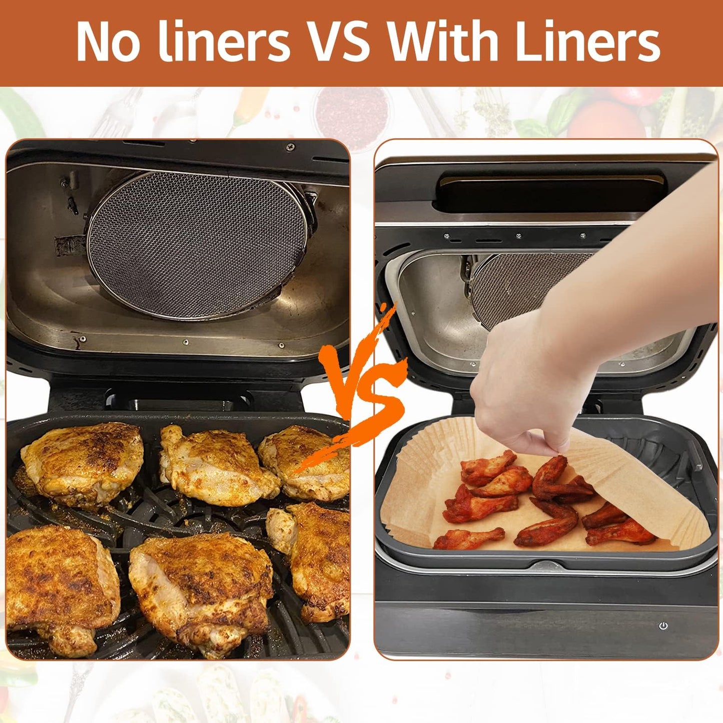 Air Fryer Liners Ninja Accessories,Air Fryer Liners Disposable Paper Air Fryer Parchment Paper Liners Rectangular Air Fryer Accessories Baking Paper (125PCS for Ninja XL)