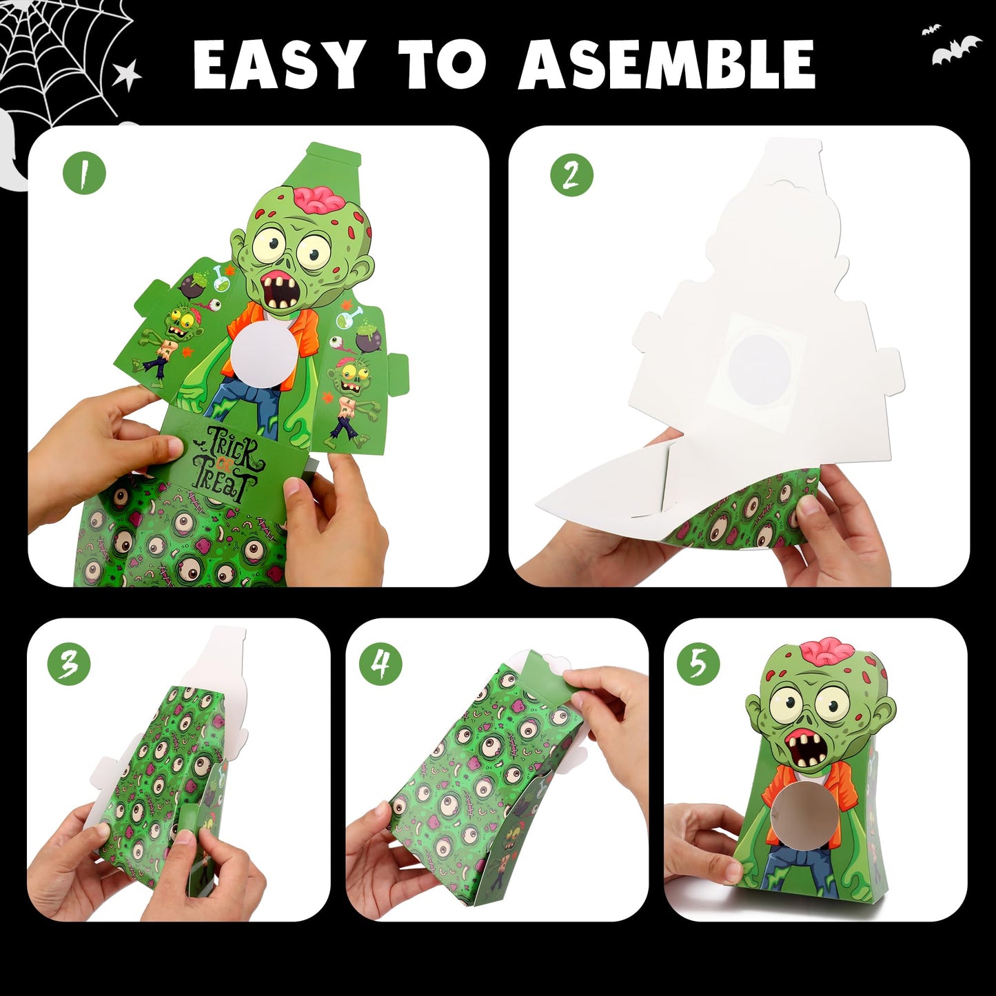 Giiffu Halloween Treat Boxes – 54 Bulk Candy Goodie Bags for Kids with Clear Window, 9 Cute Designs for Party Favourites, Classroom Exchange & Trick-or-Treating