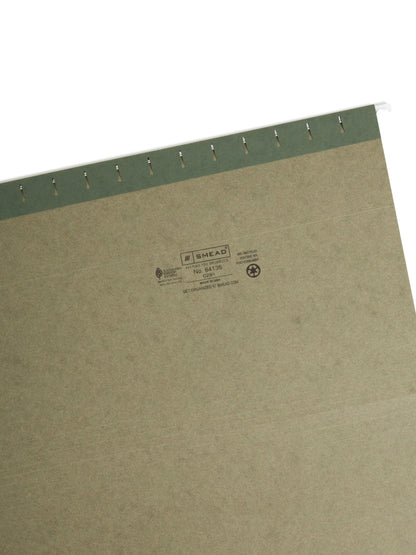 Smead Hanging File Folders, 25-Pack, Legal Size, 1/3-Cut Repositionable Tabs, Green, for Colour-Coded File Cabinet, Home Office, School and Business Document Organization
