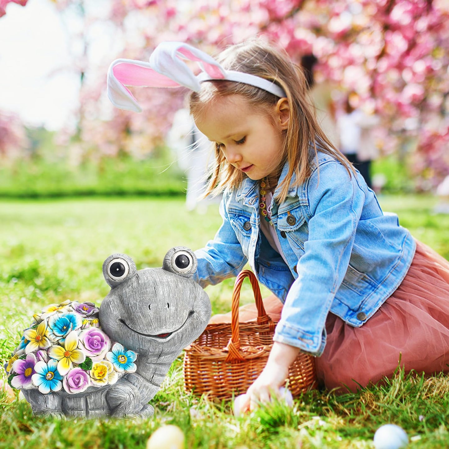 YANFLERENT Outdoor Solar Cute Turtle Statues for Garden, Waterproof Outside Tortoise Figurines Decor with 7 LED Lights, Suitable for Yard, Lawn, Patio, Balcony - Gift for Grandma Mom Women