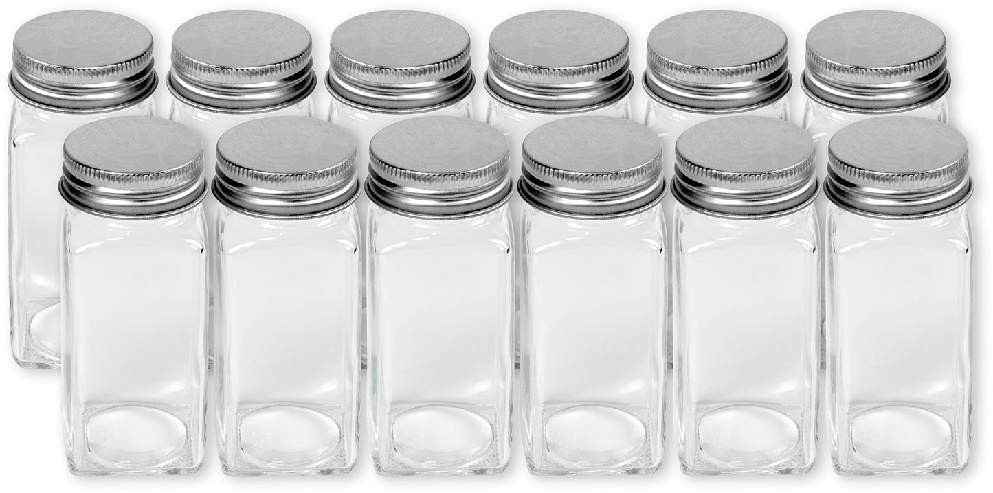 SimpleHouseware Spice Jars 4 Ounce Square Bottles w/label, 12 Pack
