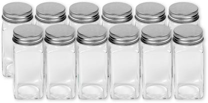 SimpleHouseware Spice Jars 4 Ounce Square Bottles w/label, 12 Pack