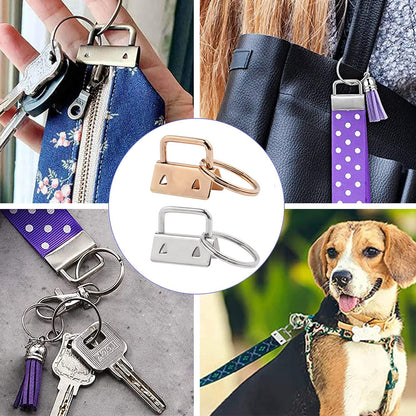 73 Sets 1" 25mm 6 Colors Keychain Fob Hardware and Pliers Tool Set, Lanyard Key Fob With Key Ring Wristlet Clamp Supplies