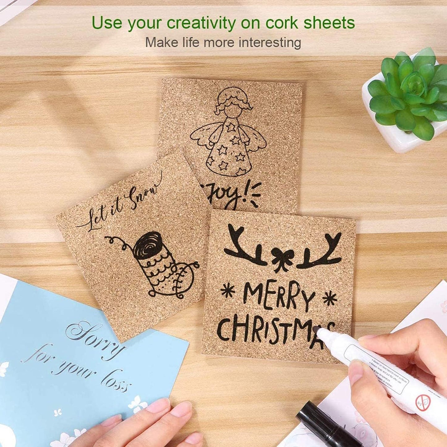 Self Adhesive Cork Squares, 100 PCS 4 x 4 Inch Strong Cork Adhesive Sheets, Reusable Cork Board Cork Backing Sheets, Mini Wall Cork Tiles Mat for Coasters and DIY Crafts
