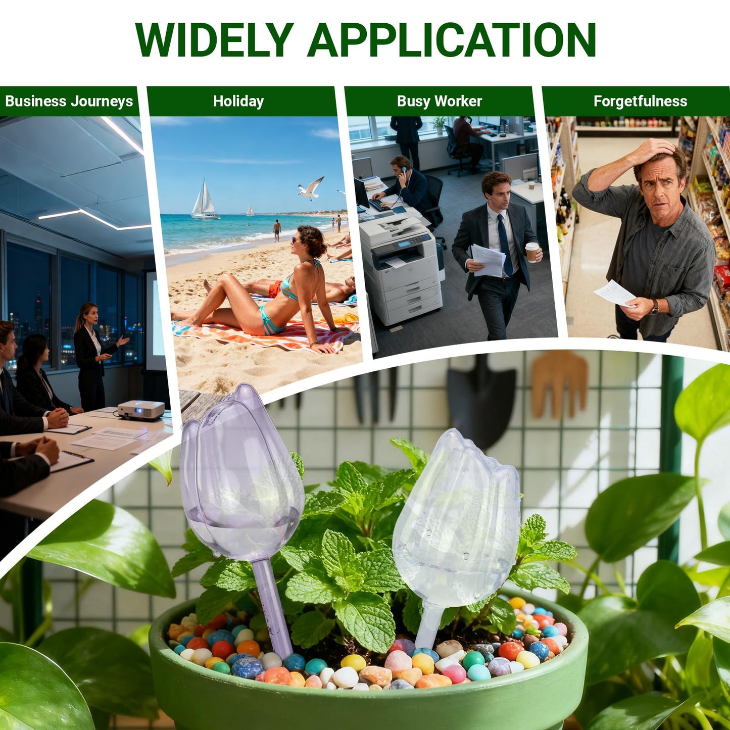 WRENYZK 8 Pcs Self Watering Globes Bulbs for Indoor Outdoor Plants, Tulip Self Watering Globes, Automatic Plant Watering Devices with Plant Labels, Plastic Watering Balls for Plants