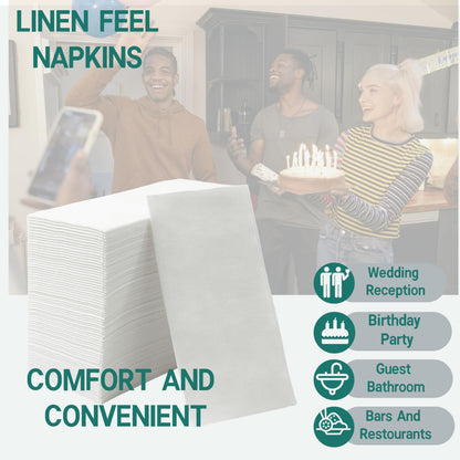 PEACHICHA Disposable Bathroom Hand Towels Linen Feel Guest Towel White Paper Hand Napkins for Weddings, Parties, Soft, Absorbent Paper Hand Towel Total 100 Pcs