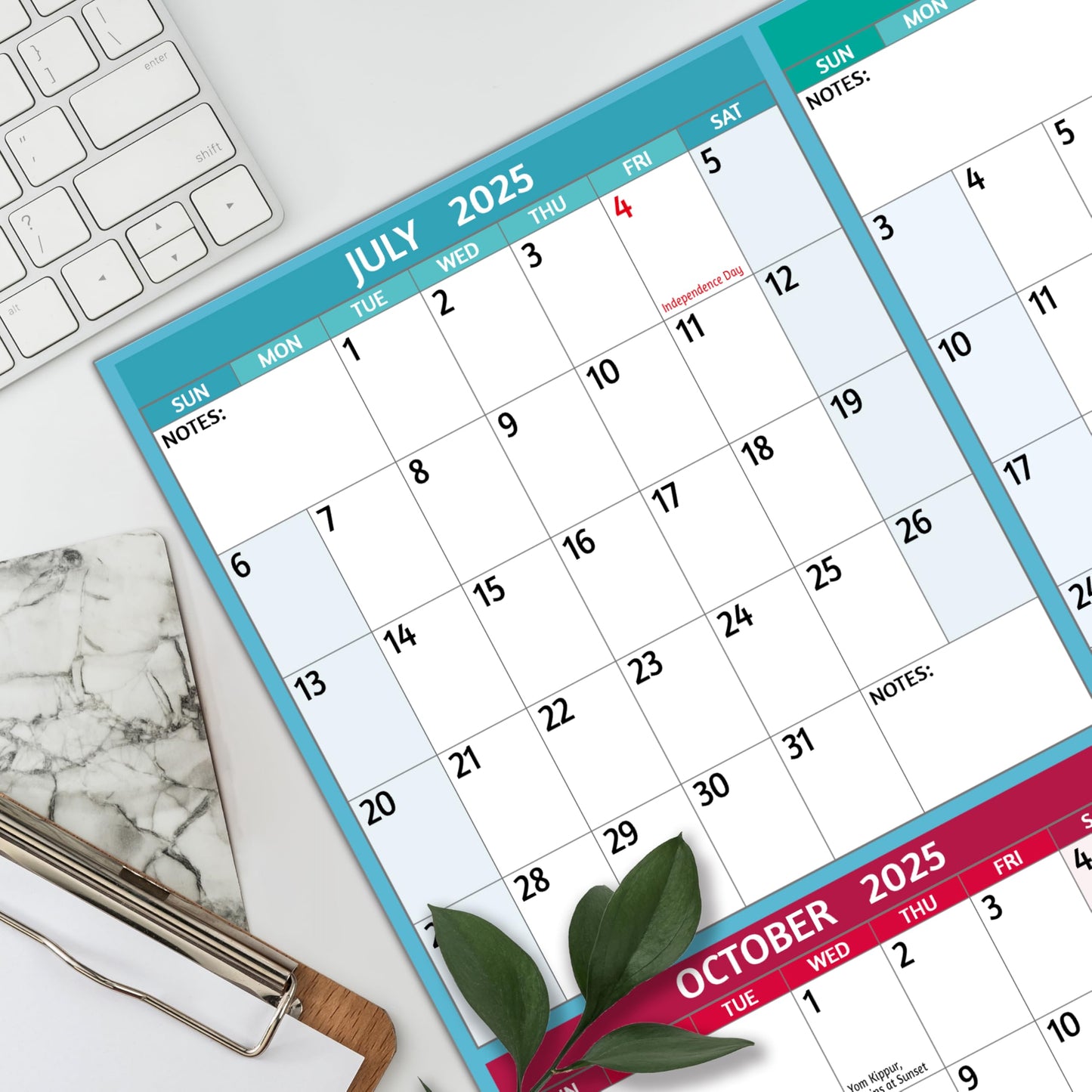 Yearly Wall Calendar 2025-2026 - Large Yearly Calendar Vertical, Jul 2025 - Jun 2026, 25.2" x 38.2" (Open), Calendar 2025-2026, Large Wall Calendar, Full Year Paper Calendar with Notes, Thicker Paper