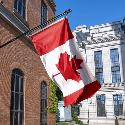 6.5FT/2M Flag Pole Kit for Canada Flag, Professional Stainless Steel Flag Pole with Mounting Bracket, Wall Mount Flag Pole Kit with Tangle Free Rings, Adjustable Length, for Garden, House, Patio