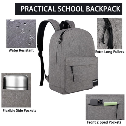 SUPACOOL Casual Laptop Backpack for Men and Women, Backpack for College, USB Charging Port, Lightweight Pack Back(Light grey)