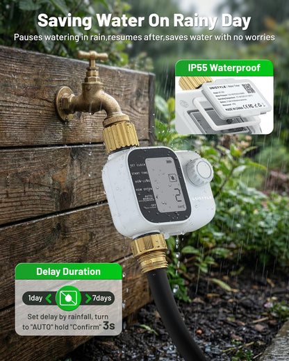 2027 New Upgrade Sprinkler Timer with Brass Inlets, Unistyle Programmable Water Timer for Garden Hose, IP55 Waterproof Hose Timers with Manual and Automatic Irrigation Timers for Yard and Lawn Patio