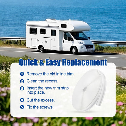 1" RV Vinyl Trim Molding Insert (50 ft), Heavy Duty RV Camper Travel Trailer Screw Cover, Gutter Corner & Roof Edge Track for RV Camper Travel Trailer, Durable Outside Seam Channel, White