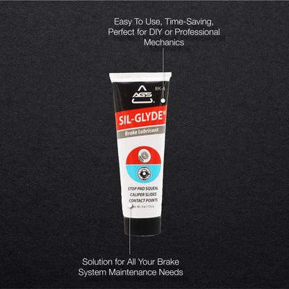 AGS SIL-Glyde 4 oz Tube Silicone Based Brake Assembly Lubricant for Eliminating Disc Brake Squeal - Moisture Proof, Heat Resistant, Rust and Corrosion Protector