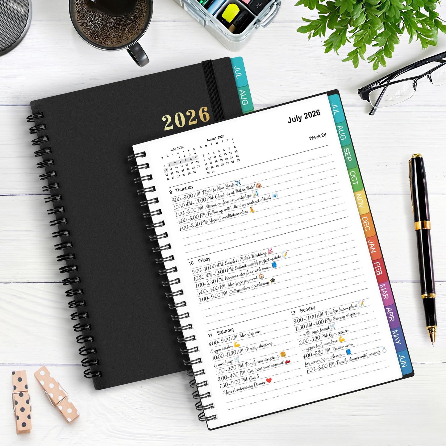 Planner 2026-2027 – Agenda 2026-2027: Planner Weekly and Monthly from July 2026 to June 2027, 8.5" x 11", 2026-2027 Calendar Planner with Monthly Tabs, Flexible Cover, Thick Paper, Inner Pocket for School Office Supplies(Black)