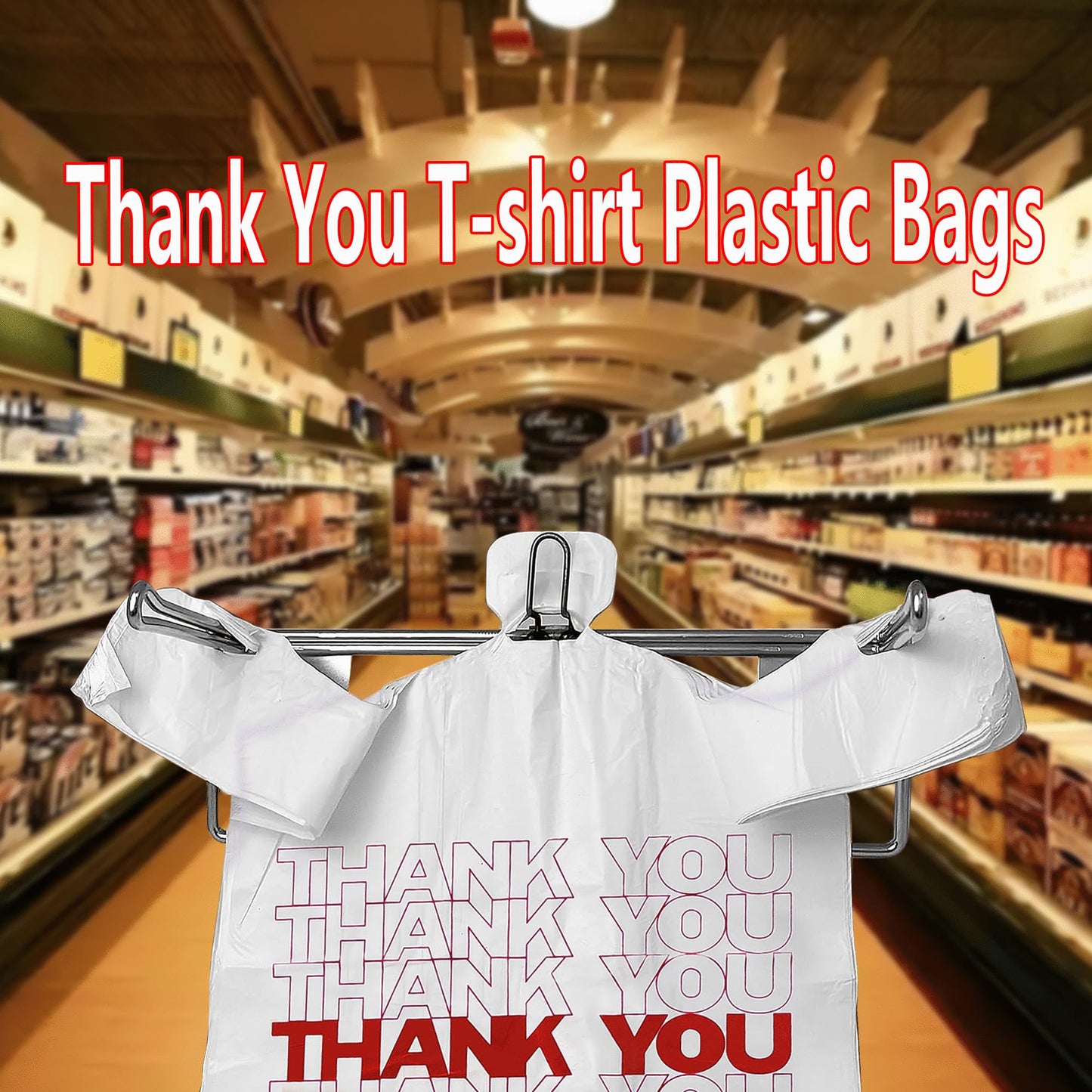 TashiBox 308 Ct plastic bags/Shopping Bags/Thank You Bags/Reusable and Disposable Grocery Bag - Measures 11.5" X 6.25" X 21", 15mic, 0.6 Mil