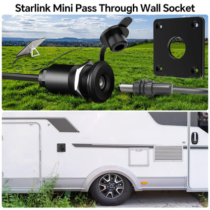 RVSPARK Waterproof Wall Socket Passthrough for Starlink Mini, Aluminum DC 5.5 x 2.1 Female Power Connector Outlet/Port – Perfect for RV Campervan, Caravan, Motorhome, Battery Box