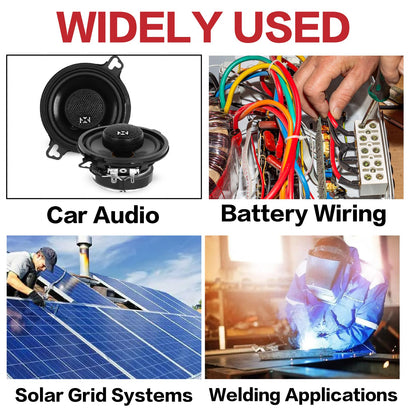 8 Gauge Wire (25ft Each - Red/Black) Copper Clad Aluminum CCA - Primary Automotive Wire,Car Amplifier Power & Ground Cable, 20PCS Lugs Terminal Connectors,20PCS 2:1 Heat Shrink Tubing
