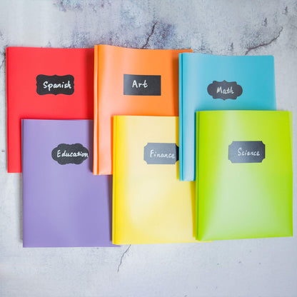 Youngever 6 Pack Heavy Duty Plastic Two Pocket Folders with 3 Prongs, Metal Prongs Fastener, Heavy Duty Plastic 2 Pocket Folder, in 6 Colors