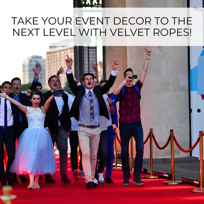 4 PCS Red Velvet Rope - 5 Ft Red Carpet Velvet Rope for Ceremonies Hanging Stanchion for Parties Crowd Queue Line for Safe Control
