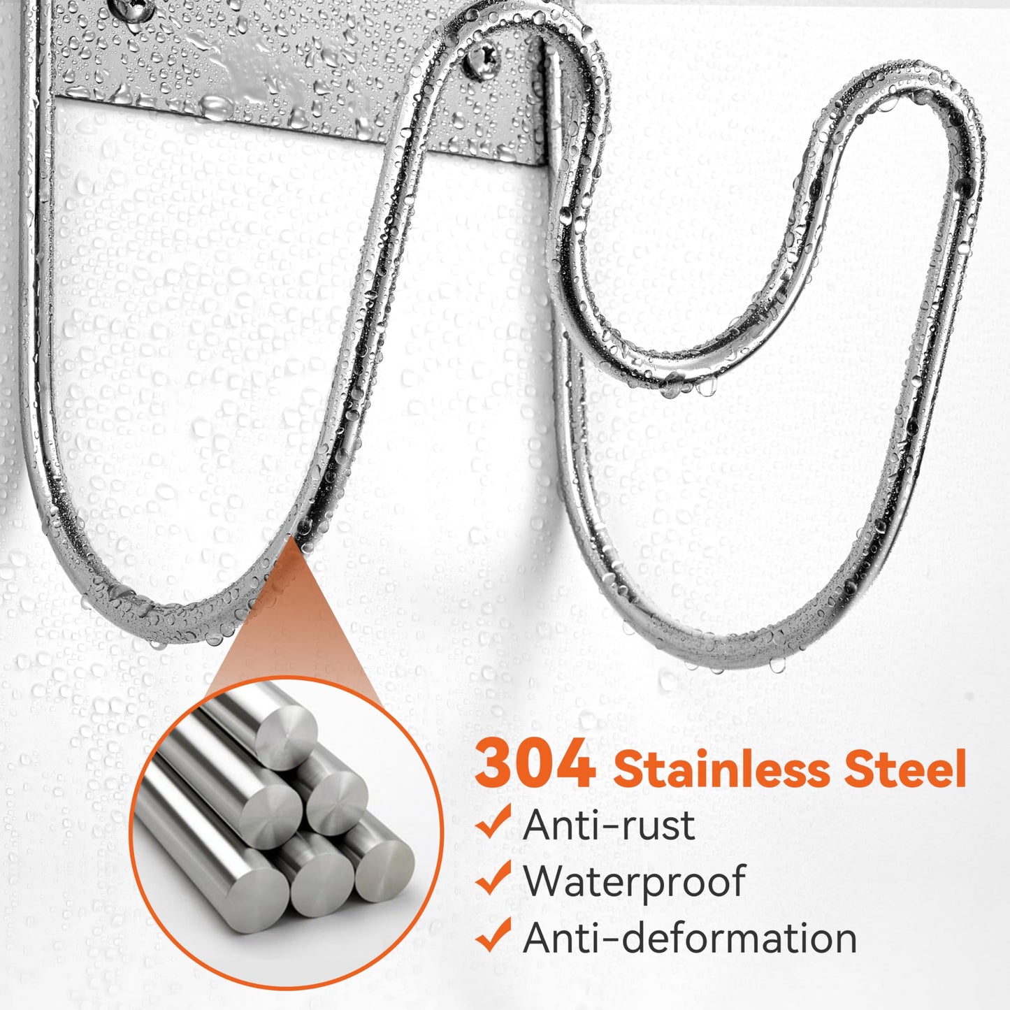 Stainless Steel Garden Hose Holder - Extra Large Heavy Duty Silver SS304 Wall Mounted Hanger for Water Hose, Extension Cords, Vacuum Lines, Anti-Rust