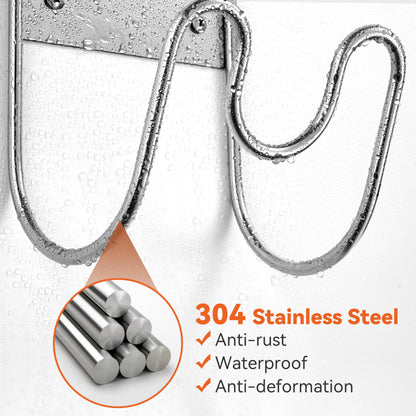 Stainless Steel Garden Hose Holder - Extra Large Heavy Duty Silver SS304 Wall Mounted Hanger for Water Hose, Extension Cords, Vacuum Lines, Anti-Rust