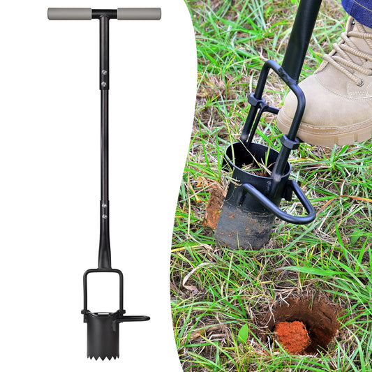 Sod Plugger, Bulb Planter with Long Handle and Serrated Base Garden Tool, Bulb Transplanter Also Grass Plug Tool for Digging Holes to Plant Tulips, Iris, Daffodils Omesata