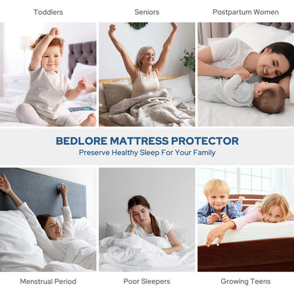 BEDLORE Waterproof Mattress Protector, Twin Size Mattress Pad with Deep Pocket 6"-18" Depth, Soft & Breathable Dirt-Proof Single Bed Mattress Cover for Kids Teenager Bedroom, Dorm Room (Gray)
