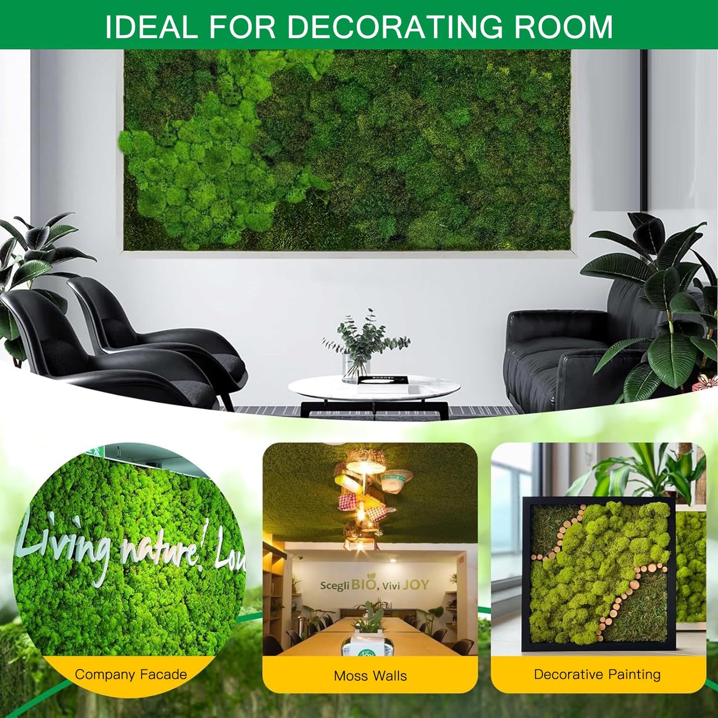 XIEJ Moss - Moss for Plants in 6 Colours, 240g Preserved Moss, Real Durable Natural Decorative Moss for Moss Picture Crafting/Decoration and Model Making Easter Decoration
