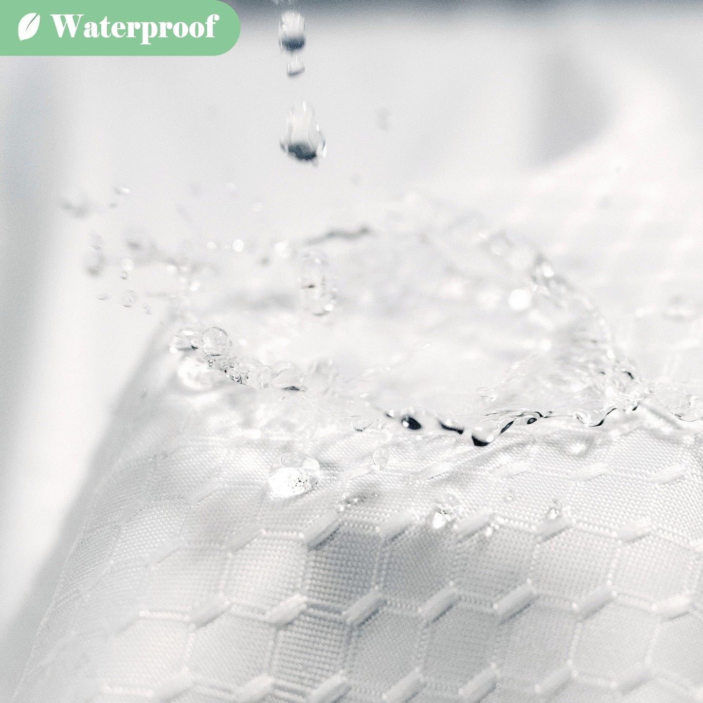 UFRIDAY Waffle Weave Fabric Shower Curtain with Mesh Window, Heavy Duty Decorative Bathroom Curtain with White Pique Pattern, Spa-Like Hotel Luxury, Water-Repellent,72 x 72 Inches