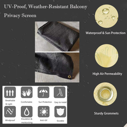 Balcony Privacy Screen, 3.5ft x16.5ft Deck Privacy Screen UV-Resistant Visibility Reduction Windscreen Balcony Screen for Balcony, Apartment, Backyard, Patio, Porch, Garden-Include Cable Ties (Black)