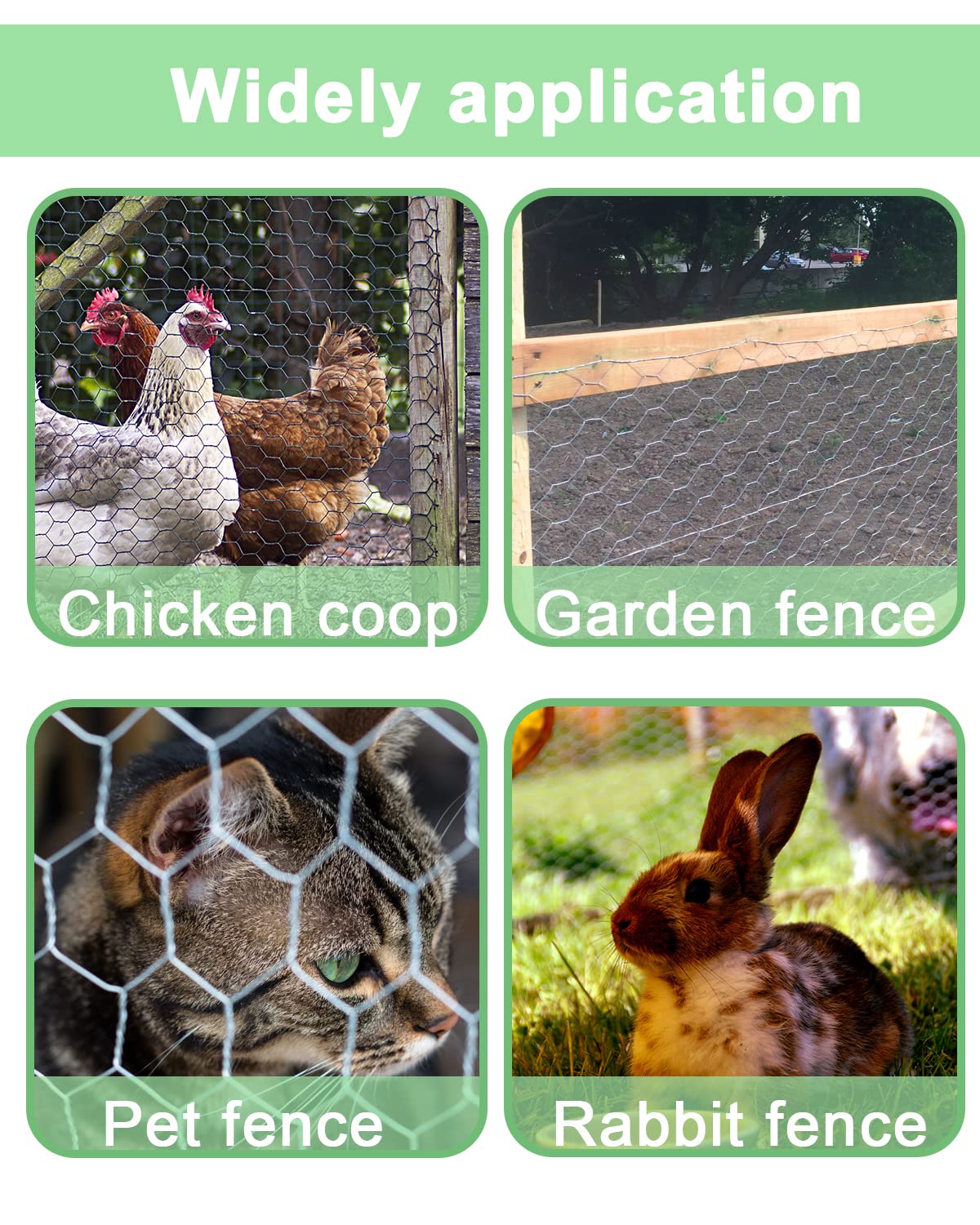 vensovo Black Chicken Wire Mesh - 16.5"×393" Garden Animal Barrier Fence, 1 inch Mesh Fence for Pet,Rabbit,Poultry