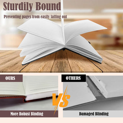 256 Pages Journal Notebook [2 Pack], A5 Leather Notebooks for Work, School, 100GSM College Ruled Journals Lined Pages, VALIDASS Meeting Laboratory Notebook for Women,Men(Black_Brown)