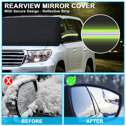 Tevlaphee Windshield Cover for Ice and Snow, Heavy Duty 600D Oxford Fabric, Waterproof, Embedded Magnets, Side Mirror Protector, Universal Fit for Cars, SUVs, Vans, Truck