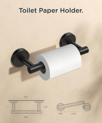 FORIOUS Toilet Paper Holder Wall Mount, Double Post Pivoting SUS 304 Stainless Steel Toilet Tissue Roll Holders Dispenser for Bathroom, Washroom, Matte Black